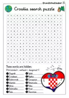 Vorschau - Arbeitsblätter - Croatia Search puzzle - Letter grid (English) - Seite 1