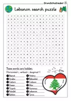Vorschau - Spiele - Lebanon Search puzzle - Letter grid (English) - Seite 1