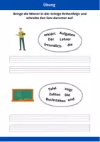 Vorschau - Arbeitsblätter - Schüttelsätze- Sätze schreiben - Thema "Schule" - 2. Klasse - DaZ / Deutsch - Seite 1