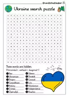 Vorschau - Arbeitsblätter - Ukraine Search puzzle - Letter grid (English) - Seite 1
