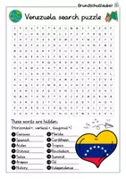 Vorschau - Arbeitsblätter - Venezuela Search puzzle - Letter grid (English) - Seite 1