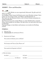 Vorschau - Arbeitsblätter - DaZ . Infotext zum Herbst, Tandembogen - Deckblatt
