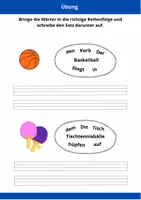 Vorschau - Arbeitsblätter - Schüttelsätze- Sätze schreiben - Thema "Sport und Spiele" - 2. Klasse - DaZ / Deutsch - Seite 2