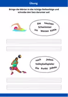 Vorschau - Arbeitsblätter - Schüttelsätze- Sätze schreiben - Thema "Sport und Spiele" - 2. Klasse - DaZ / Deutsch - Seite 3
