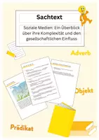 Vorschau - Arbeitsblätter - Sachtext: Soziale Medien: Ein Überblick über ihre Komplexität und den gesellschaftlichen Einfluss - Deckblatt