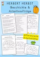 Vorschau - Unterrichtsreihen - Herbert Herbst Geschichte, Arbeitsaufträge, Malvorlage, Wortarten - Deckblatt