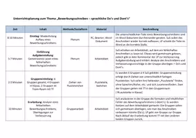 Vorschau - Stundenentwürfe - Unterrichtsplanung Bewerbungsschreiben - Deckblatt