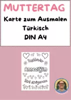Vorschau - Mal- und Bastelvorlagen - Muttertag Ausmalkarte Türkisch - DIN A4 - Deckblatt