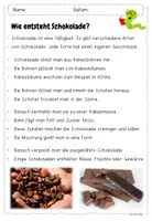 Vorschau - Arbeitsblätter - Text der Woche - Schokolade / Lesetext (ab Klasse 3) / Lesekonferenz - Seite 1