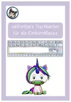 Vorschau - Merkblätter - editierbare Tischkarten Tischhelfer Buchstaben Zahlen #Einhornklasse - Deckblatt