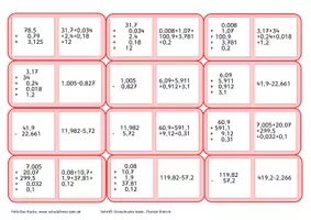 Vorschau - Spiele - Dezimalbruchrechnung: Domino - addieren + subtrahieren - Seite 1