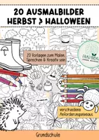 Vorschau - Mal- und Bastelvorlagen - 20 Ausmalbilder Bilder Ausmalen Herbst, Erntedank & Halloween - Deckblatt