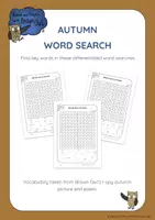Aperçu - Feuilles d'exercices - Brown Owl's Autumn - Differentiated Word Searches - Page de couverture