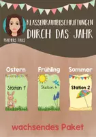 Vorschau - Stationenlernen - Klassenraumbeschriftungen "Durch das Jahr" *Growing Bundle* - Deckblatt