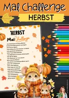 Vorschau - Anderer Materialtyp - Herbst Mal Challenge Bucketliste | Klasse 1 bis 4 | Grundschule - Deckblatt