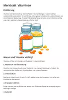 Vorschau - Merkblätter - Merkblatt zu Vitaminen für Schüler - Deckblatt