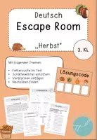 Vorschau - Arbeitsblätter - Deutsch Escape Room "Herbst" (3. Klasse) - Deckblatt