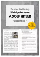 Vorschau - Arbeitsblätter - Lesetext mit Fragen zu Adolf Hitler (Zweiter Weltkrieg) - Deckblatt