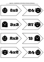 Vorschau - Arbeitsblätter - Legekarten - Multiplikation mit dem kleinen Einmaleins (Halloween) - Seite 1