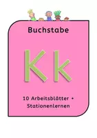 Vorschau - Arbeitsblätter - Buchstabe K / k 10 Arbeitsblätter + Stationenlernen - Deckblatt