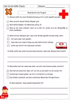 Vorschau - Arbeitsblätter - Quiz zum Erste Hilfe Check - mit Lösung - Deckblatt