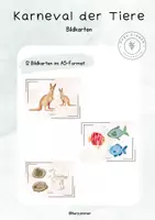 Vorschau - Bildkarten - 12 Bildkarten Karneval der Tiere - Deckblatt