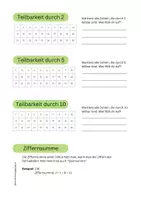 Vorschau - Arbeitsblätter - Teilbarkeitsregeln 2, 3, 4, 5, 9, 10, 25 - Deckblatt