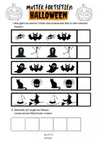Vorschau - Arbeitsblätter - Muster fortsetzen: Halloween, kleine Rätsel, malen, Logik - Seite 2