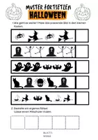 Vorschau - Arbeitsblätter - Halloween /Muster fortsetzen und selbst malen - Seite 1