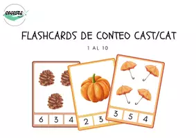 Vista previa - Refuerzo / NEE / Materiales de apoyo - FLASHCARDS DE CONTEO OTOÑO-TARDOR (1-10) CAST-CAT - Portada