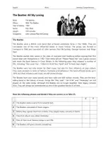 Vorschau - Arbeitsblätter - The Beatles: All My Loving – Listening Comprehension (Future Tense) - Deckblatt