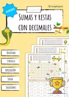 Vista previa - Hojas de trabajo - Sumas y restas con decimales - Juego - Portada