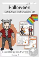 Vorschau - Aufgabenkarten - Halloween: Schauriges Geburtstagsfest | Lesekartei | POP ITs | Klasse 2 - Deckblatt