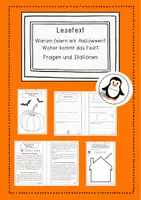 Vorschau - Arbeitsblätter - Warum feiern wir Halloween? Woher kommt das Fest? Lesetext. Sachtext mit Fragen. Sinnerfassendes Lesen, Lesen, Leseförderung, Arbeitsblätter und Stationen Klasse 2,3,4 Deutsch, Ethik, Sachunterricht - Deckblatt