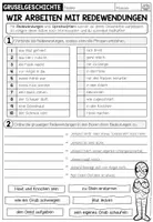 Vorschau - Arbeitsblätter - DIE GRUSELGESCHICHTE - Redewendungen (Arbeitsblatt) - Seite 1