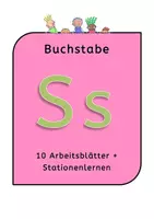 Vorschau - Arbeitsblätter - Buchstabe S / s 10 Arbeitsblätter + Stationenlernen - Deckblatt