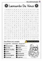 Vorschau - Arbeitsblätter - Leonardo Da Vinci Suchsel - Buchstabengitter - Seite 1