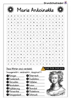 Vorschau - Arbeitsblätter - Marie Antoinette Suchsel - Buchstabengitter - Seite 1
