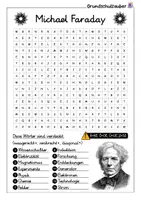 Vorschau - Arbeitsblätter - Michael Faraday Suchsel - Buchstabengitter - Seite 1