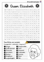 Vorschau - Arbeitsblätter - Queen Elizabeth Suchsel - Buchstabengitter - Seite 1