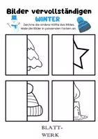 Vorschau - Mal- und Bastelvorlagen - Kunst: Bilder vervollständigen/ Winter, Weihnachten, Arbeitsblätter, Malvorlagen - Seite 1