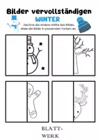 Vorschau - Mal- und Bastelvorlagen - Kunst: Bilder vervollständigen/ Winter, Weihnachten, Arbeitsblätter, Malvorlagen - Seite 2