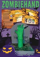 Vorschau - Mal- und Bastelvorlagen - Halloween Kunstprojekt - Zombiehand mit Pappmache - Deckblatt