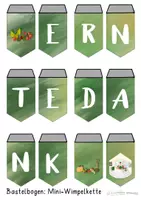 Vorschau - Mal- und Bastelvorlagen - Wimpelkette Erntedank - Bastelbogen Mini-Wimpelkette - bunt und zum Ausmalen - Seite 2