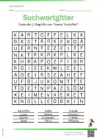 Vorschau - Arbeitsblätter - Suchwortgitter zum Thema "KARTOFFEL" - Sachunterricht - 3.Klasse - Deckblatt