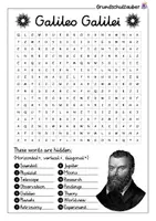 Vorschau - Spiele - Galileo Galilei search puzzle - letter grid (English) - Seite 1