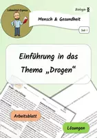 Vorschau - Arbeitsblätter - Einführung Drogen / Mensch & Gesundheit - AB & Lösungen - Deckblatt