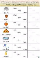 Vorschau - Aufgabenkarten - "Silben zusammensetzen" Der Herbst - Aufgabenkarte für das Max Lerngerät - DaZ / DaF / Deutsch - Seite 1