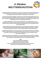 Vorschau - Arbeitsblätter - Welttierschutztag 4. Oktober: Sachinfotext mit 5 Fragen - Deckblatt