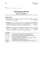 Vorschau - Klassenarbeiten - Klausur: Kraft, muskuläre Dysbalancen und Hochsprung - Deckblatt